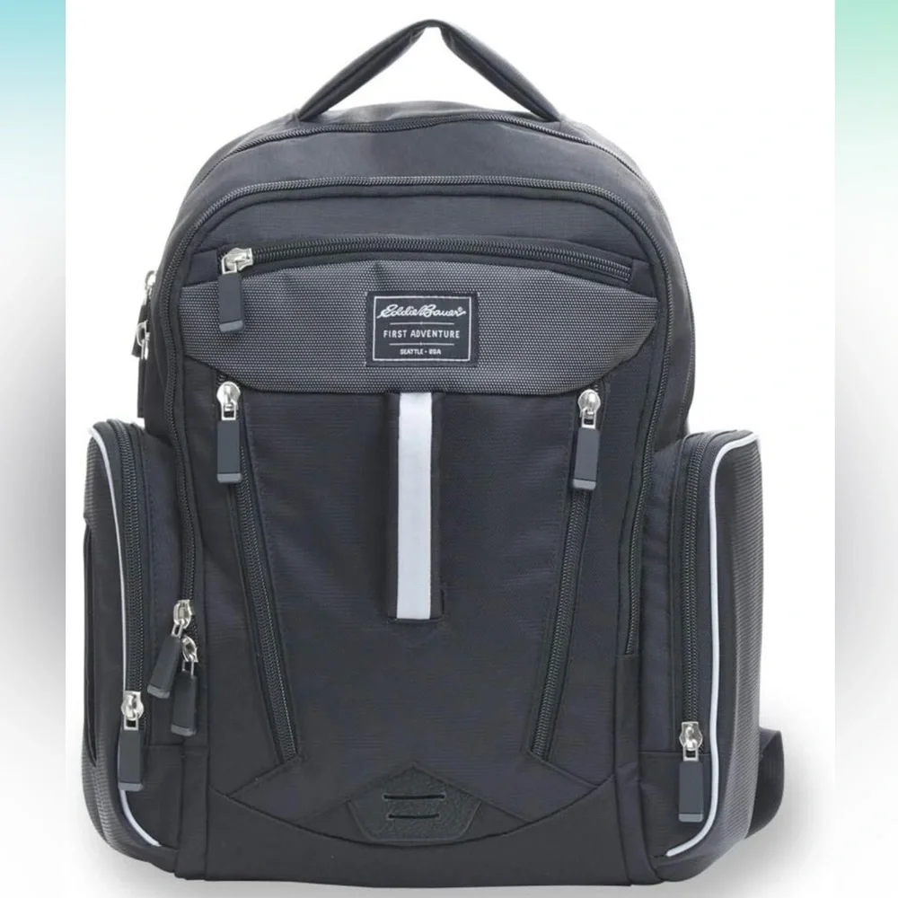 Eddie Bauer Black First Adventure Diaper Bag